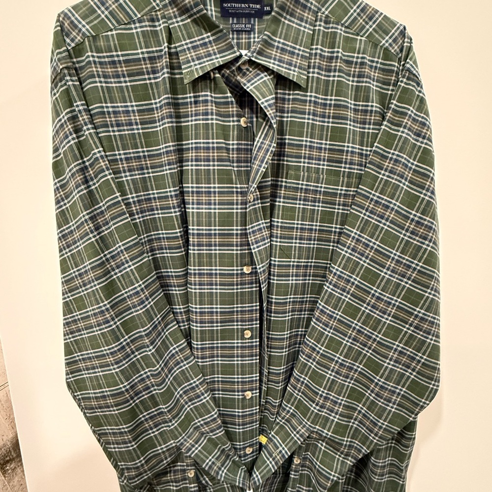 Southern Tide Men's Green Plaid Shirt